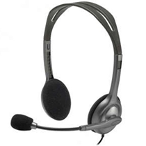 Headset com Fio Logitech Estéreo Analógico H111, Microfone com Redução de Ruído e Conexão 3.5mm - Cinza