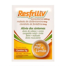 Resfriliv 400+4+4mg 50 1 Envelope Sabor Mel e Limão Geolab