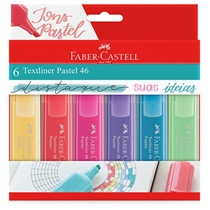Kit Canetas Marca Texto Faber-Castell Textliner Pastel Com 6 Cores