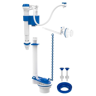 Kit Completo Blukit Para Caixa Acoplada Universal Com Mecanismo Acionador Lateral Branco E Azul (MP)