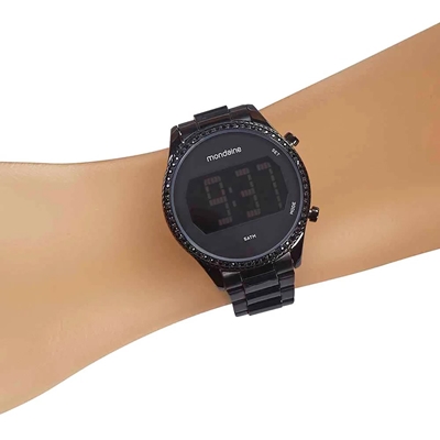 relogio mondaine digital preto feminino