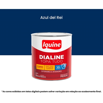 Tinta Esmalte Iquine A Base Dagua Premium Alto Brilho 800Ml Dialine Topa Tudo 048 Azul Del Rei (MP)