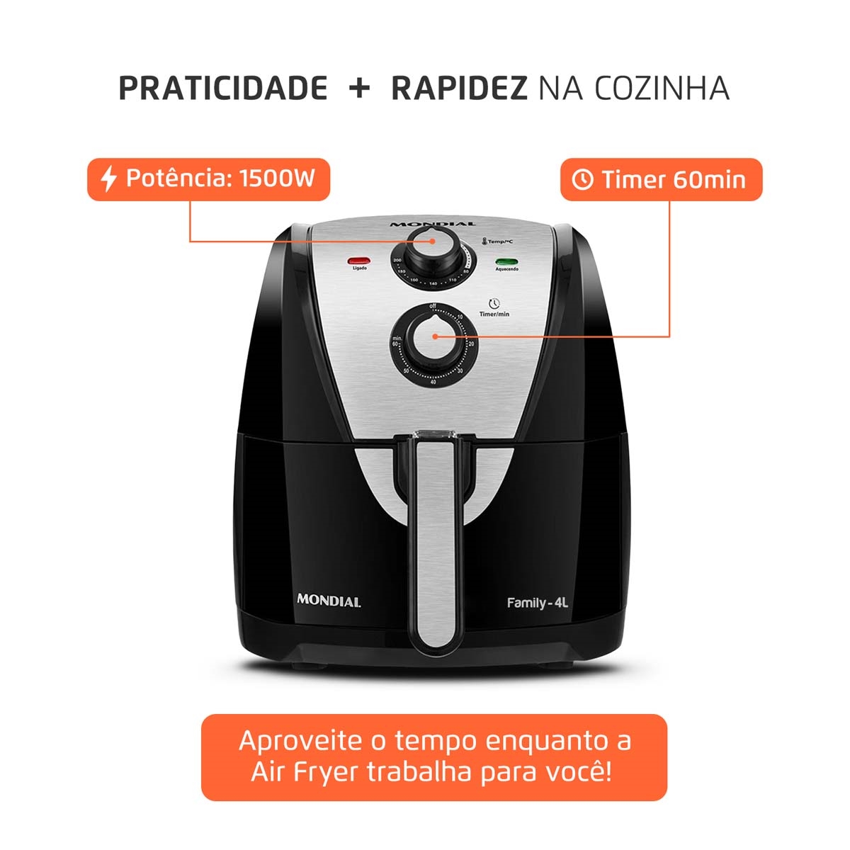 Fritadeira Air Fry Britânia 3 Litros BFR30 Preto 127V - Clima Rio