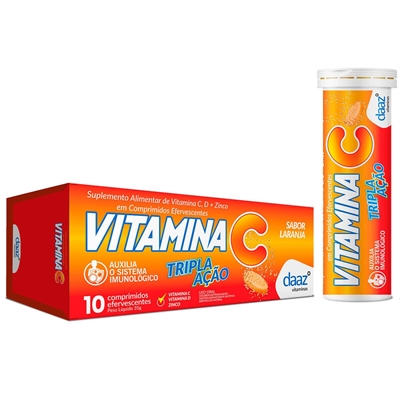 Vitamina C Tripla Ação Daaz 10 Comprimidos Efervescentes