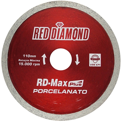 Disco Diamantado Liso Red Diamond Porcelanato 15.000 Rpm 110x20mm Extra 125 Vermelho (MP)