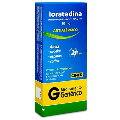 Loratadina 10mg 12 Comprimidos Cimed Genérico