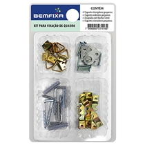 Kit Com Suportes Para Fixar Quadros Bemfixa 7416 Contém 20 Unidades