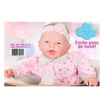 Coleção Ninos - Boneca Bebê Reborn Boca Aberta 50 Cm - Cotiplás 2211