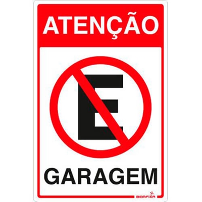 Placa Garagem BemFixa 20x30cm 6714 Com 01 Unidade (MP)