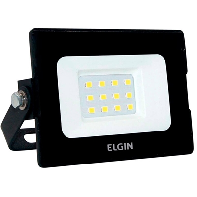 Refletor Led Elgin 10w 6500k, Preto, Luz Branca