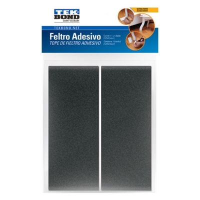 Feltro Adesivo Tekbond Retangular 127mm x 51mm Preto Contém 02 Unidades (MP)