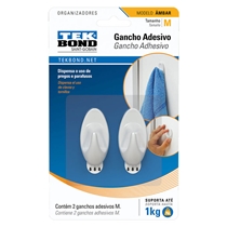 Kit Gancho Tekbond Adesivo Âmbar Plástico Tamanho M 02 Unidades - Branco (MP)