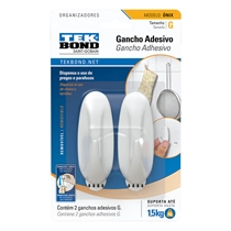 Gancho Adesivo Tekbond Ônix de Plástico Tamanho G 02 Unidades - Branco (MP)