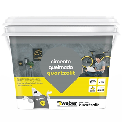 Revestimento Quartzolit Acrílico Cimento Queimado Cinza Claro 4,5kg (MP)