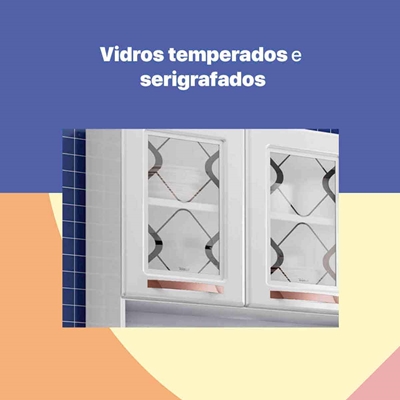 Armário De Cozinha Telasul Rubi 6 Portas 1 Gaveta, Com Vidro, Aço Branco E  Preto - 811226