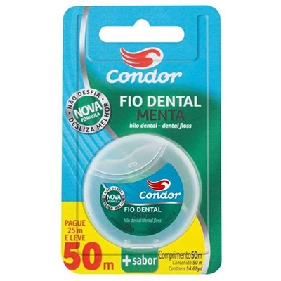 Fio Dental Condor Menta Leve 50m, Pague 25m