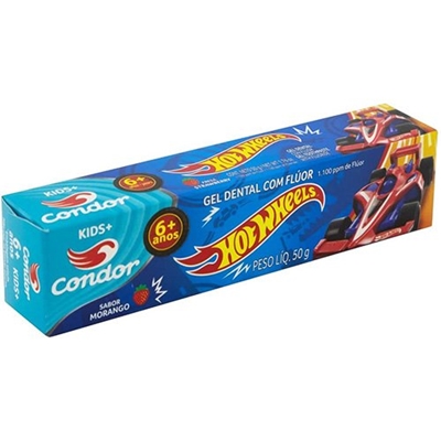 Creme Dental Condor Kids + 50g Hotwheels 6+ anos