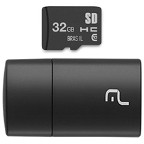Cartão de Memória Com Adaptador USB Multilaser 32GB Preto MC163