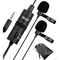 Microfone Lapela Vokal Duplo Com Bag Para Transporte Preto - SLM20