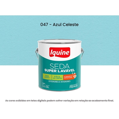 Tinta Acrílica Iquine Premium Acetinado 3,2 Litros Seda Super Lavável 047 Azul Celeste (MP)