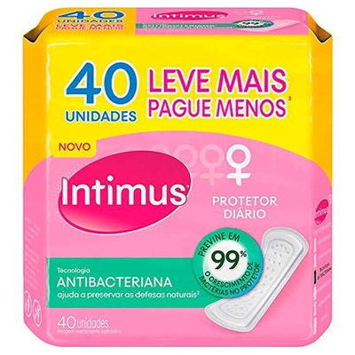 Absorvente Protetor Diário Intimus Antibacteriano 40 Unidades