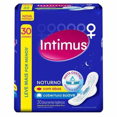 Absorvente Íntimus Noturno Suave com Abas 30 Unidades