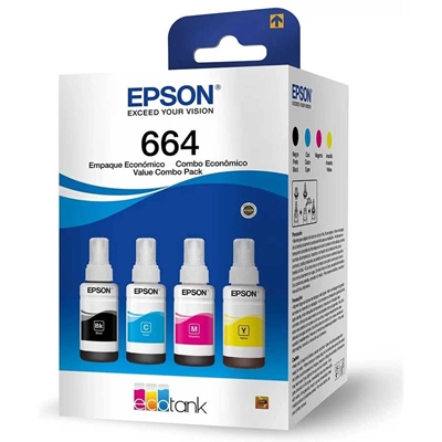 Kit Epson 4 Cores De Tinta Para Impressora 664