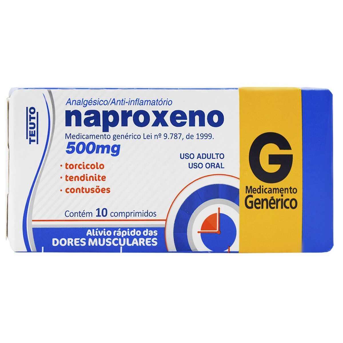 Naproxeno 500mg 10 Comprimidos Teuto Genérico | Bemol Farma