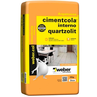 Argamassa Quartzolit Cimentcola Ambiente Interno AC1 Cinza 20kg (MP)