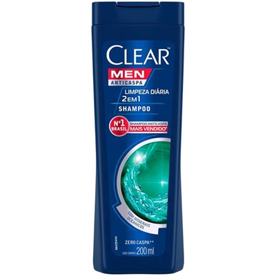 Shampoo Clear Men Limpeza Diária 2 em 1 200ml