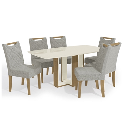 Conjunto Sala de Jantar 7 Peças Kappesberg Of white E Cinza CSJ1149FR-A031