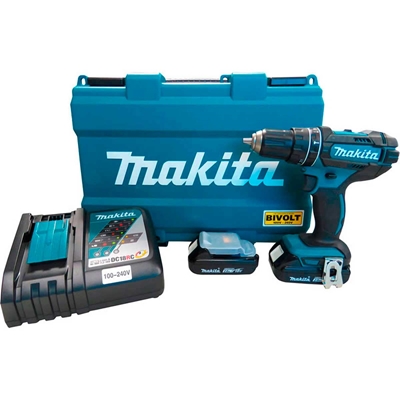 Parafusadeira/Furadeira Makita De Impacto A Bateria 18V 2.0ah Azul - DHP482RAE (MP)