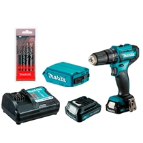 Combo Makita Parafusadeira/Furadeira A Bateria + Adaptador USB 12V 1.5ah Kit HP333+ADP08 (MP)