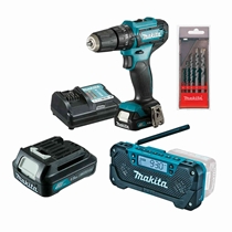 Combo Makita Parafusadeira + Furadeira + Rádio A Bateria 12V Kit HP333 + MR052 (MP)