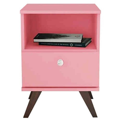 Mesa De Cabeceira Movelbento Retrô 1 Gaveta Rosa - RT3019