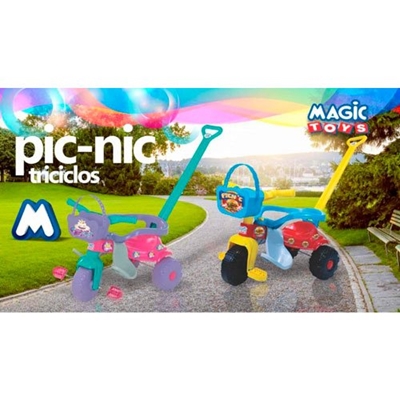 Motoca Triciclo Tico Tico Festa Bebê Cestinha Magic Toys