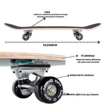 Skateboard de madeira com caixa, conjunto de jogos esportivos para