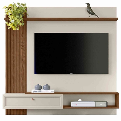 Painel Para TV Até 55" Home Linea Alvorada Freijó E Off White