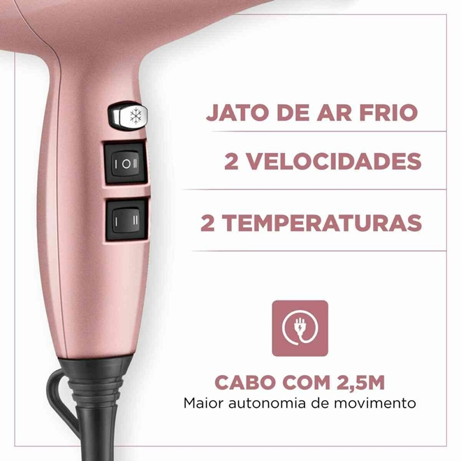 Secador De Cabelos Profissional 2000w Scp-01 Mondial Cor Golden rose 127V