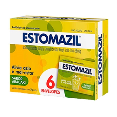 Estomazil 462+90+438mg/g  Pó Efervescente  6 Envelopes Sabor Abacaxi  Cosmed