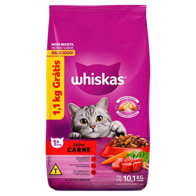 Ração Whiskas Para Gatos Adultos Carne 10,1kg (MP)