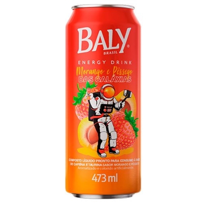 Energético Baly Morango e Pêssego Lata 473ml