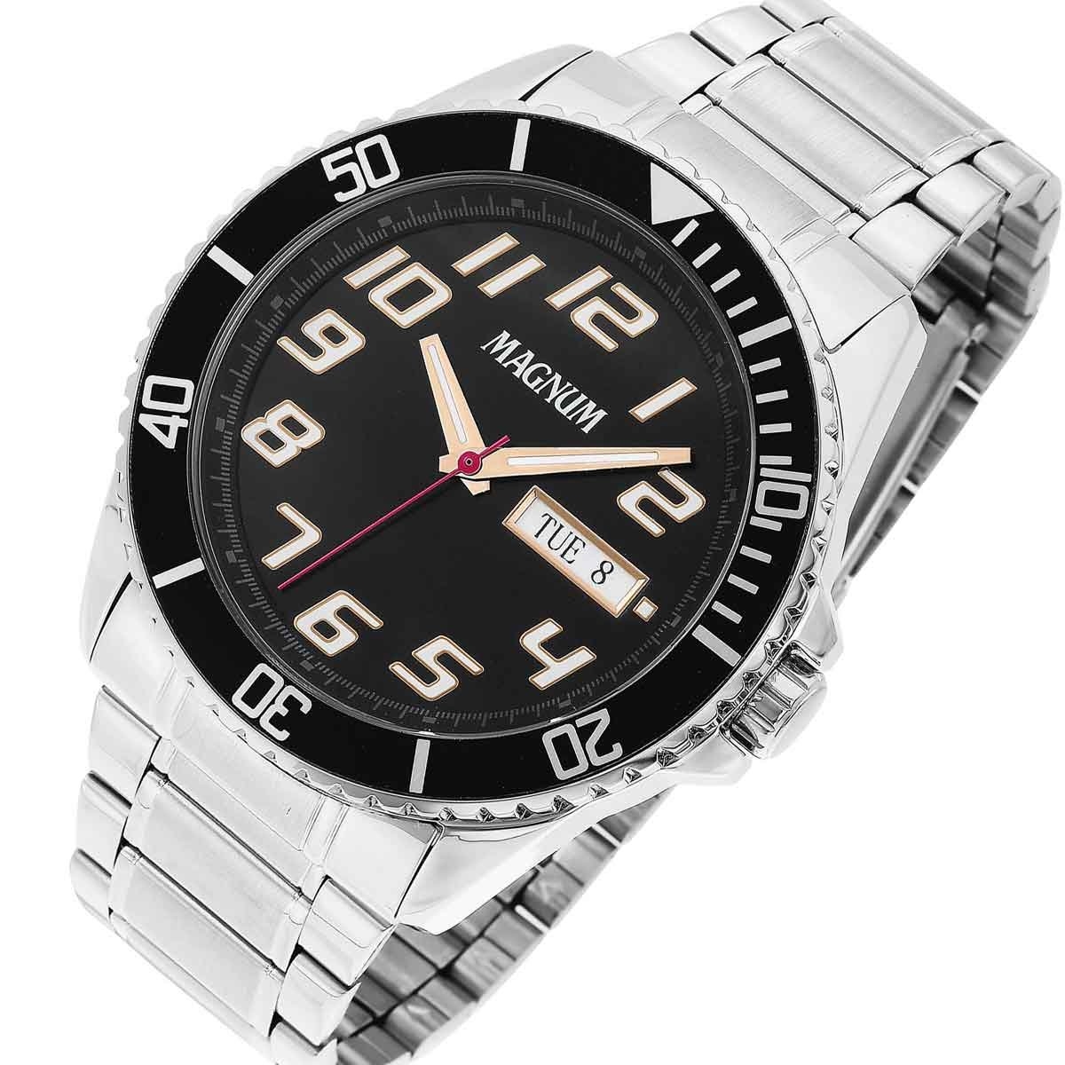 Relógio Magnum Masculino Automático Prata MA33835T