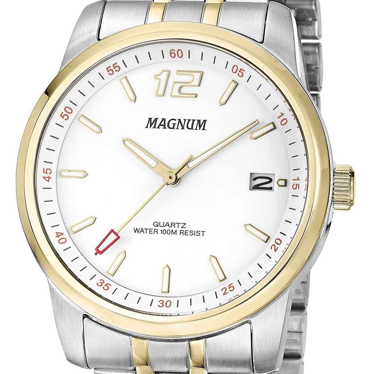 Relógio Magnum MG28649D Prata/Dourado - Compre Agora