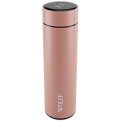 Garrafa Térmica Rojemac Aço Inox Com Termômetro Em Led 500ml Wolff 29114 Rosé