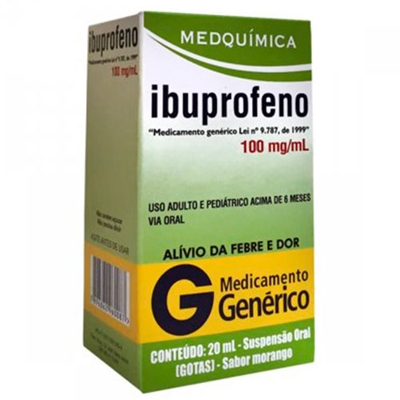 Ibuprofeno 100mg  Suspensão Oral Frasco Gotas 20mL Medquímica Genérico