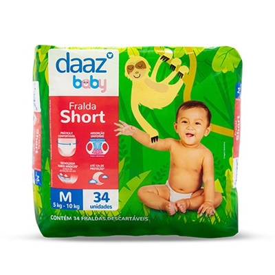 Fralda Shortinho Daaz Baby Pants Mega Tamanho M 34 Unidades