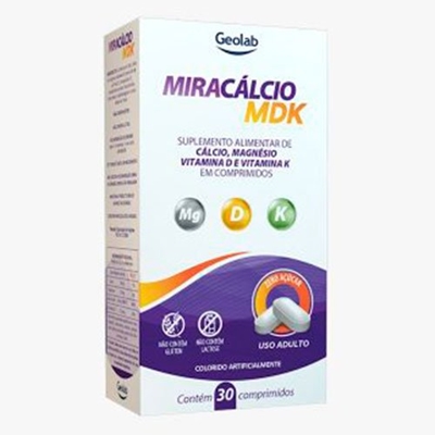 Miracálcio Mdk 730mg + 129mg + 200 UI +32,5Mcg  30 Comprimidos Geolab Outros