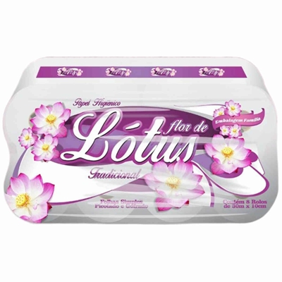 Papel Higiênico Flor de Lótus Família 8 Rolos