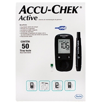 Kit Aparelho Monitor de Glicemia Accu-Chek Active + 50 Tiras Teste